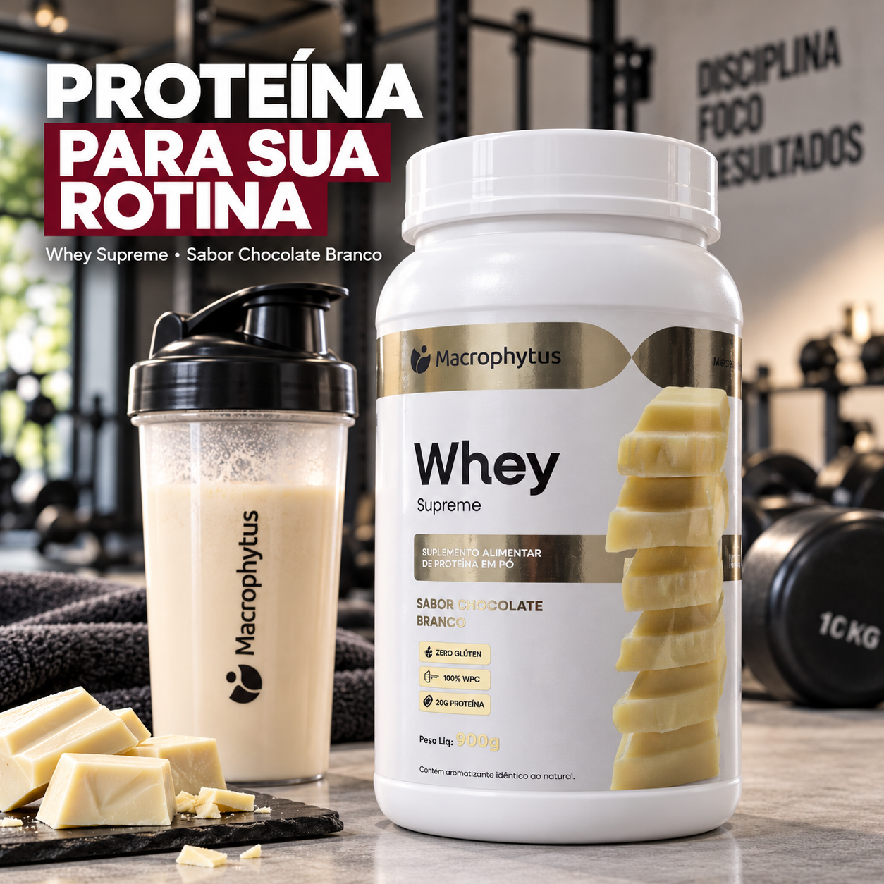 Whey Protein Supreme 900g Sabor Chocolate Branco