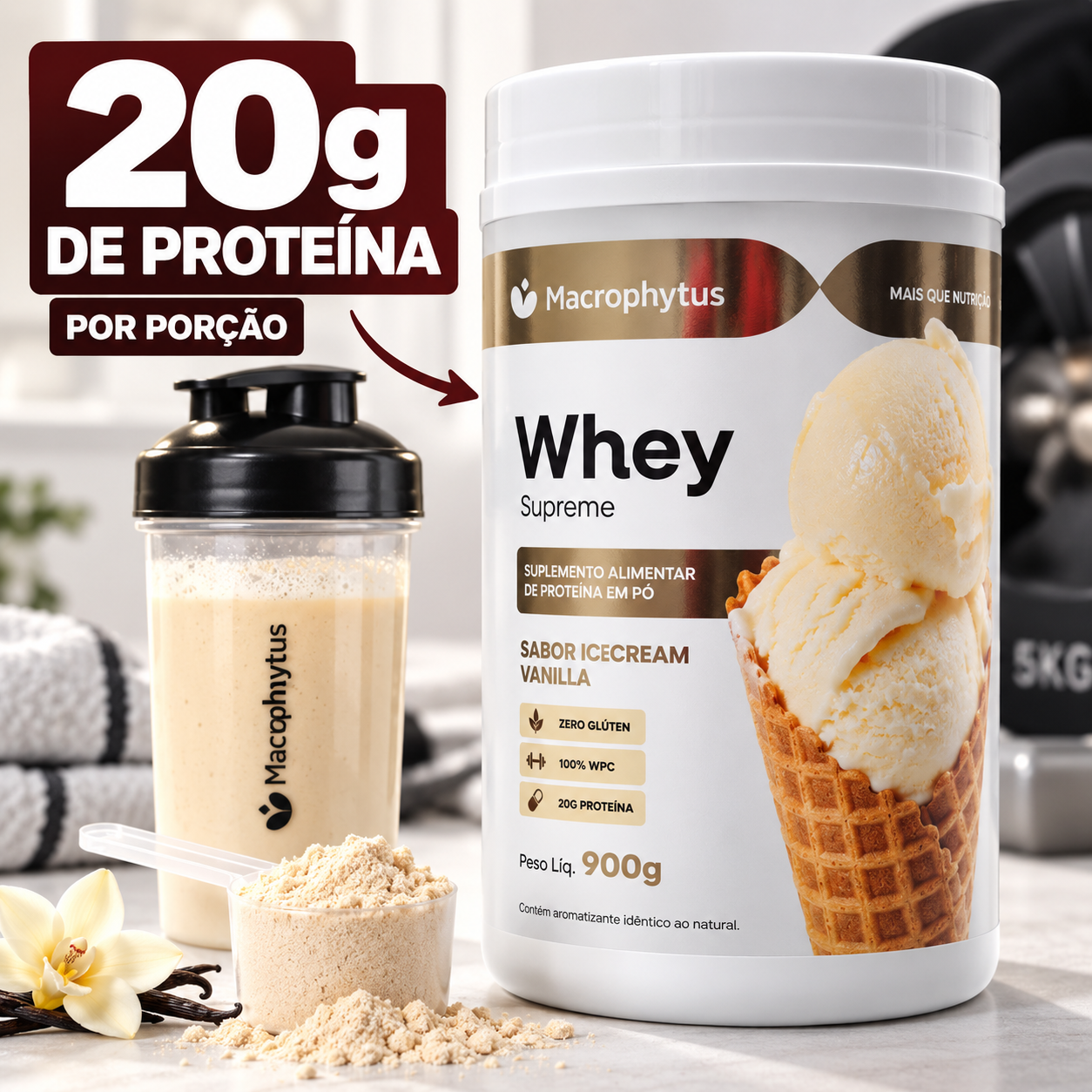 Whey Protein Supreme 900g Sabor Icecream Vanilla (Sorvete de Baunilha)