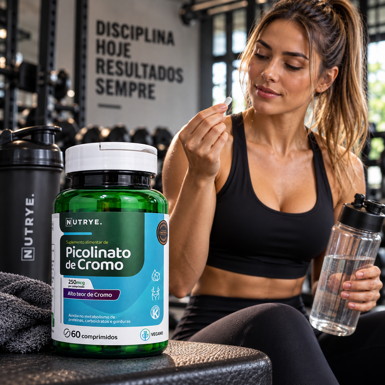 Picolinato de Cromo Nutrye 250mcg 60 Cápsulas Veganas Sem Sabor