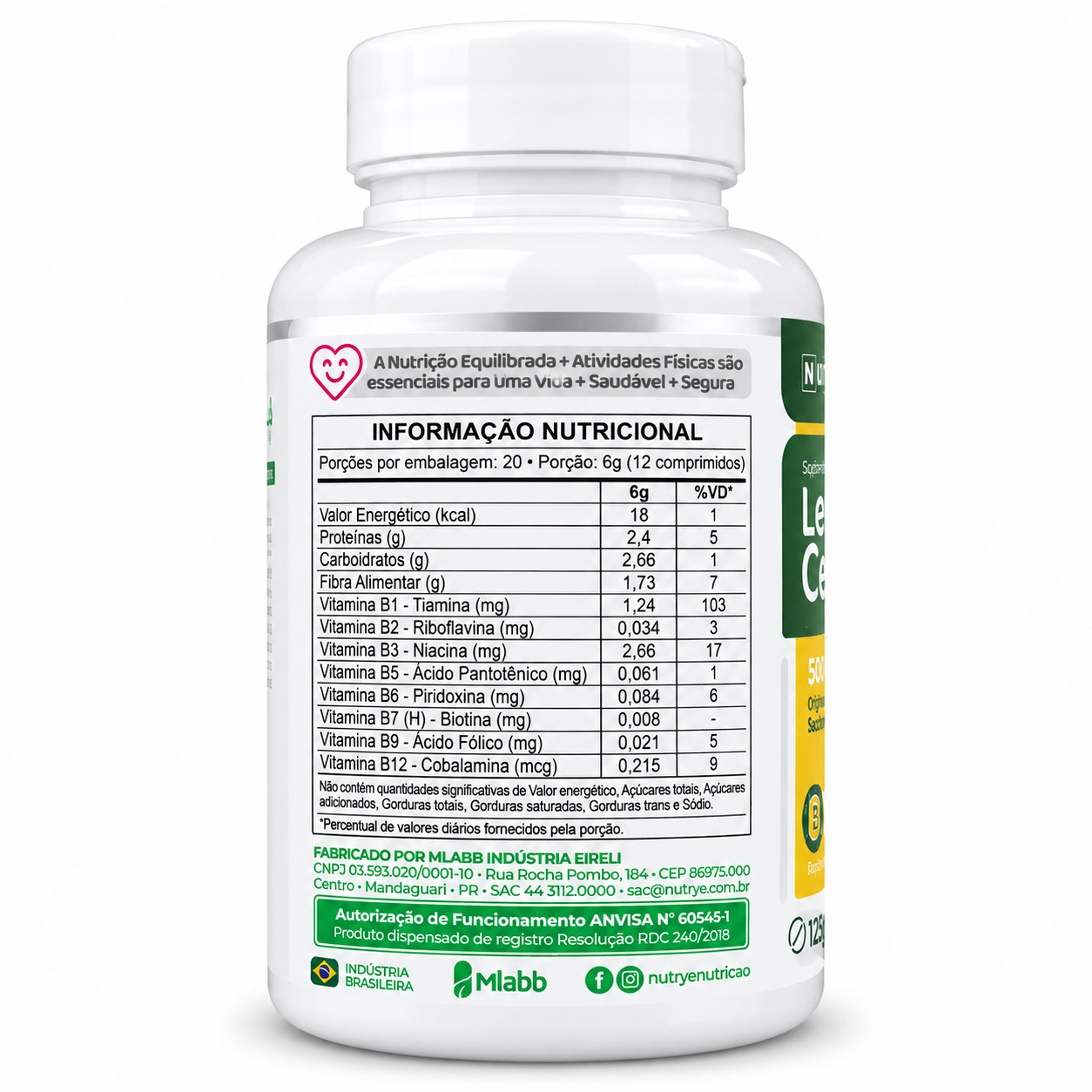 Suplemento de Levedo de Cerveja 125g 500mg