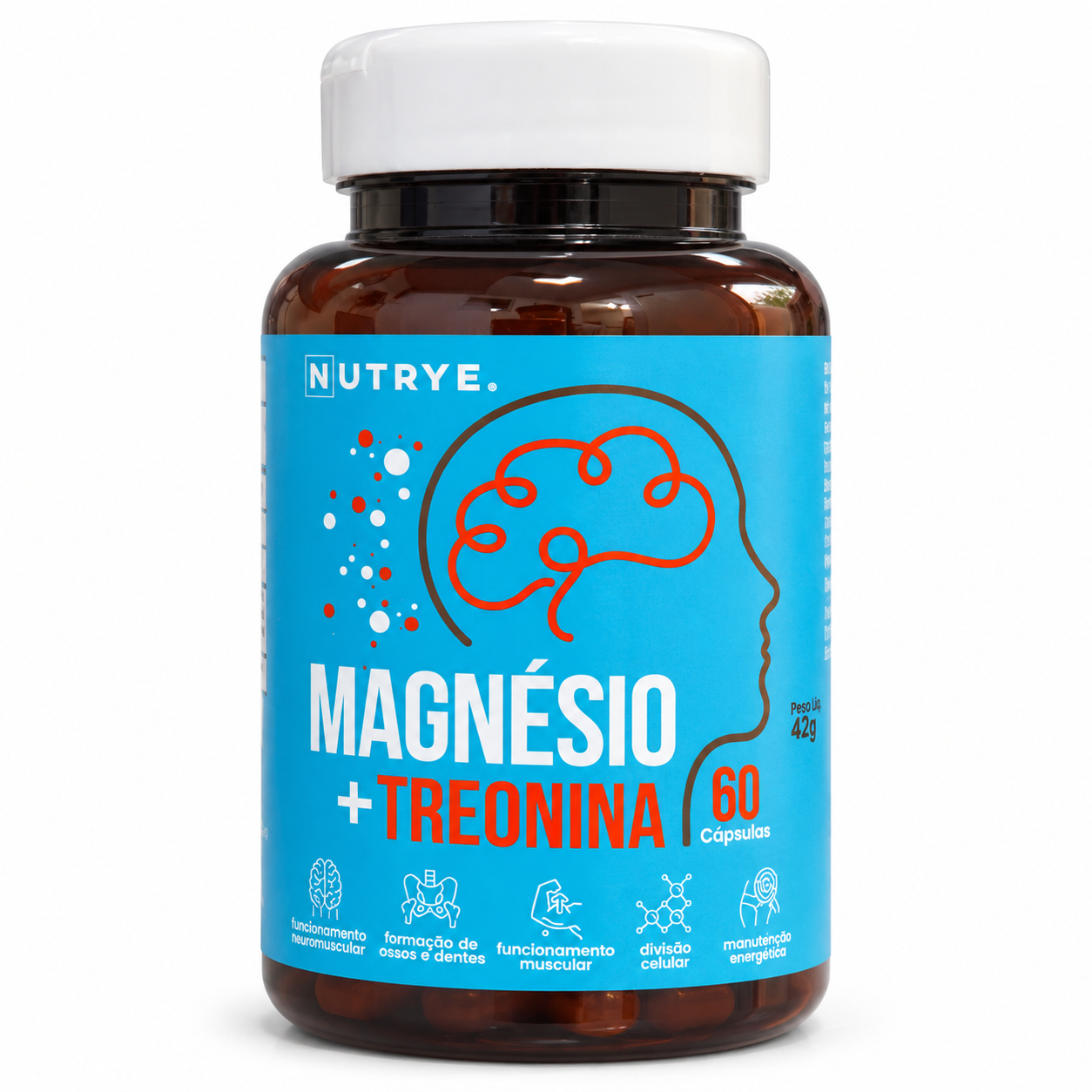 Magnésio + treonina . 60 cápsulas