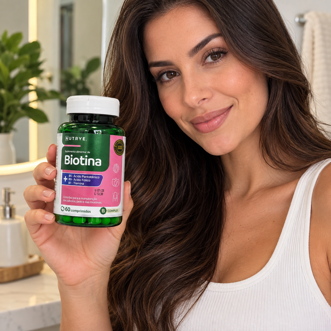 Suplemento de Biotina + Vitamina B1 + Vitamina B5 + Ácido Fólico . 60 Comp