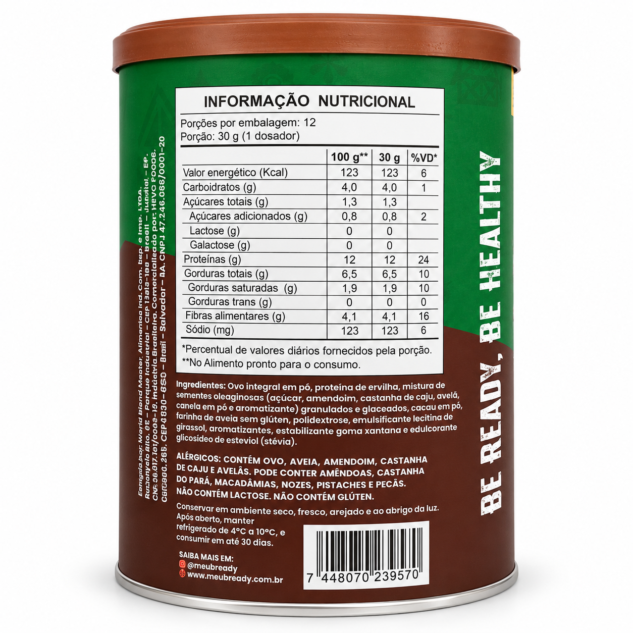 Bready Sabor Brownie 360g Superfood Pão Proteico Doce Fit