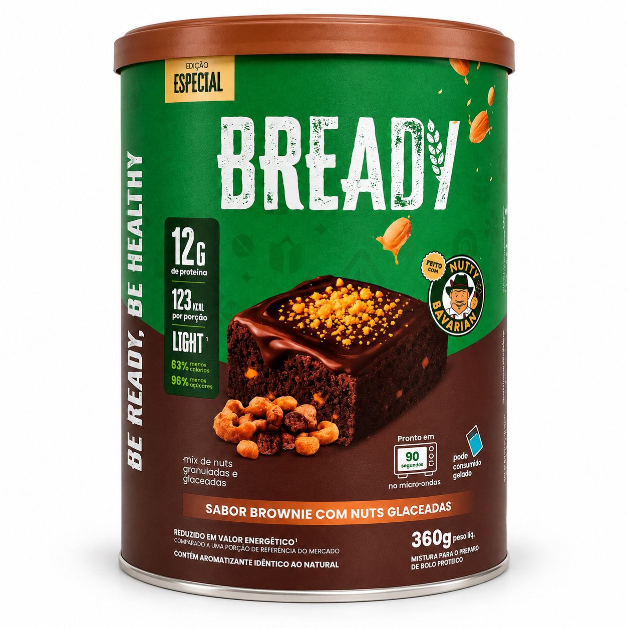 Bready Sabor Brownie 360g Superfood Pão Proteico Doce Fit