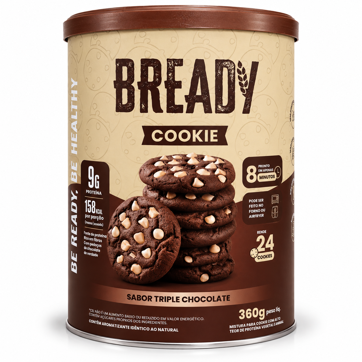 Bready Cookie Triple Chocolate - 9g Proteína - 24 Cookies
