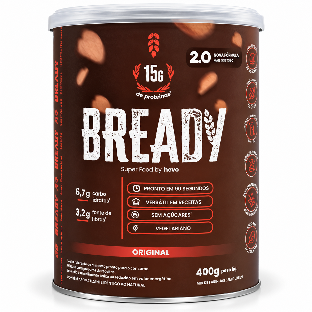 Bready Original 2.0 - Mistura Lowcarb 15g Proteína 20 Doses