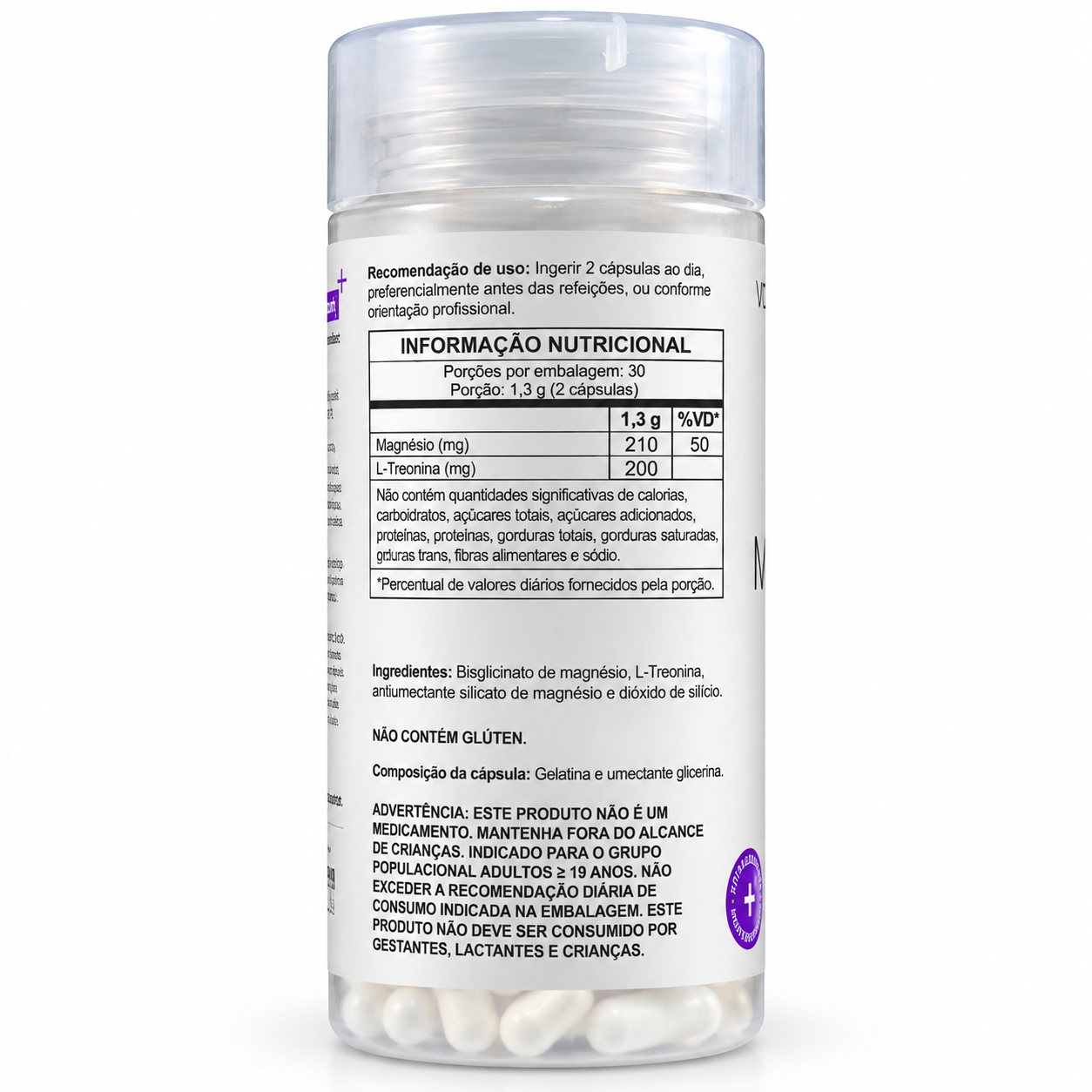 Magnésio Treonato 650mg 60 Cápsulas . VOCE MAIS