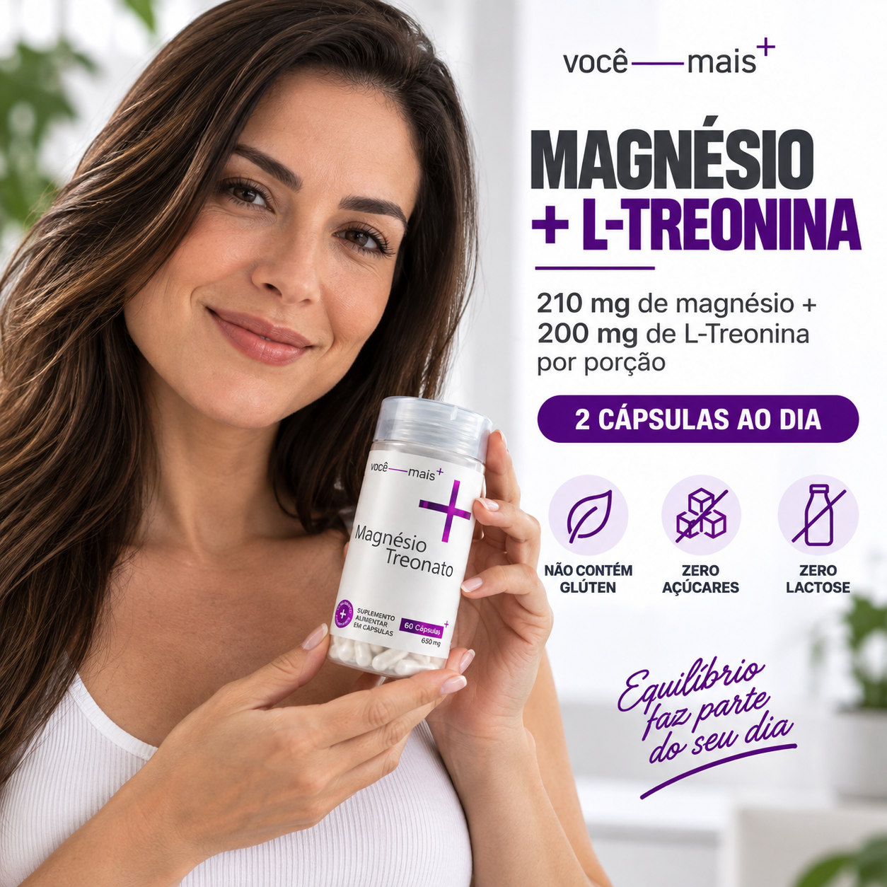 Magnésio Treonato 650mg 60 Cápsulas . VOCE MAIS