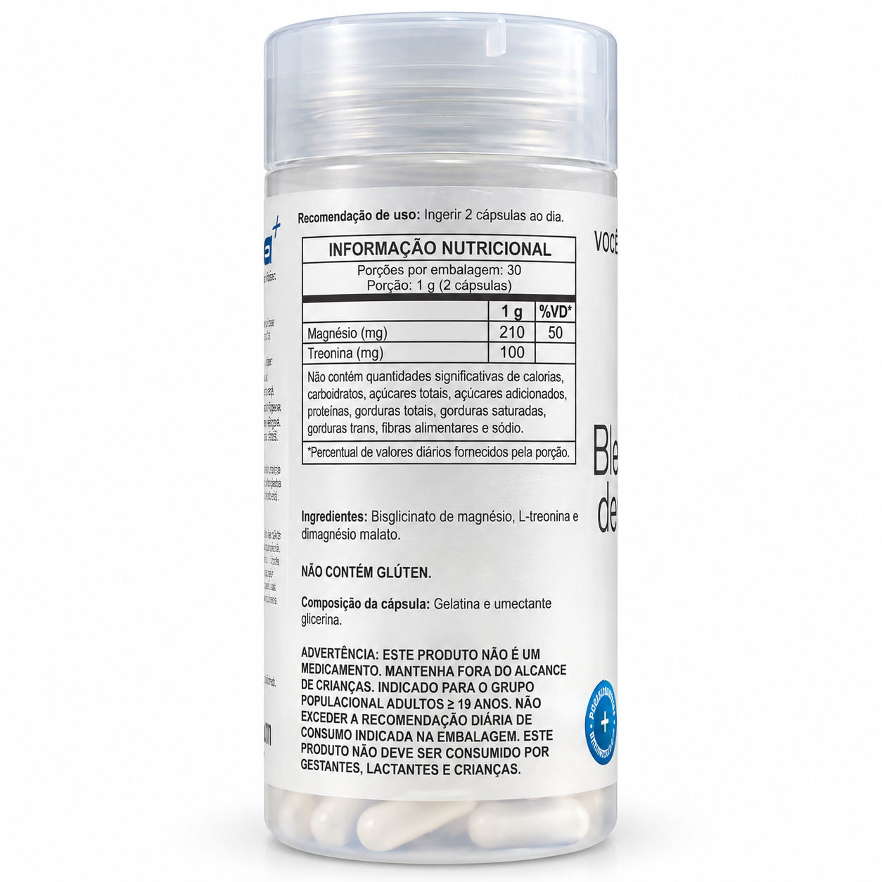 Blend de Magnésio 500mg 60 Cápsulas . VOCE MAIS