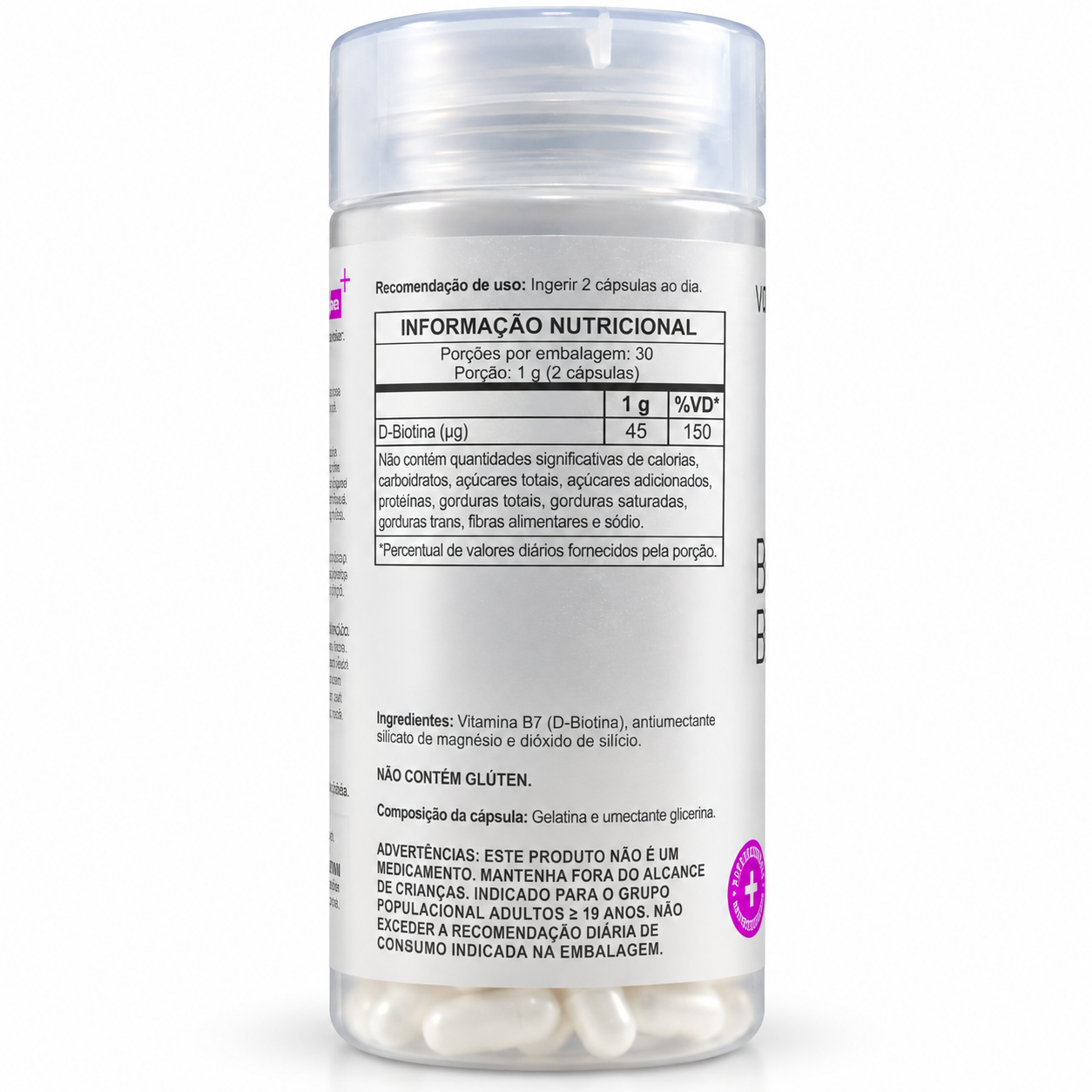 Biotina B7 500mg 60 Cápsulas . VOCE MAIS