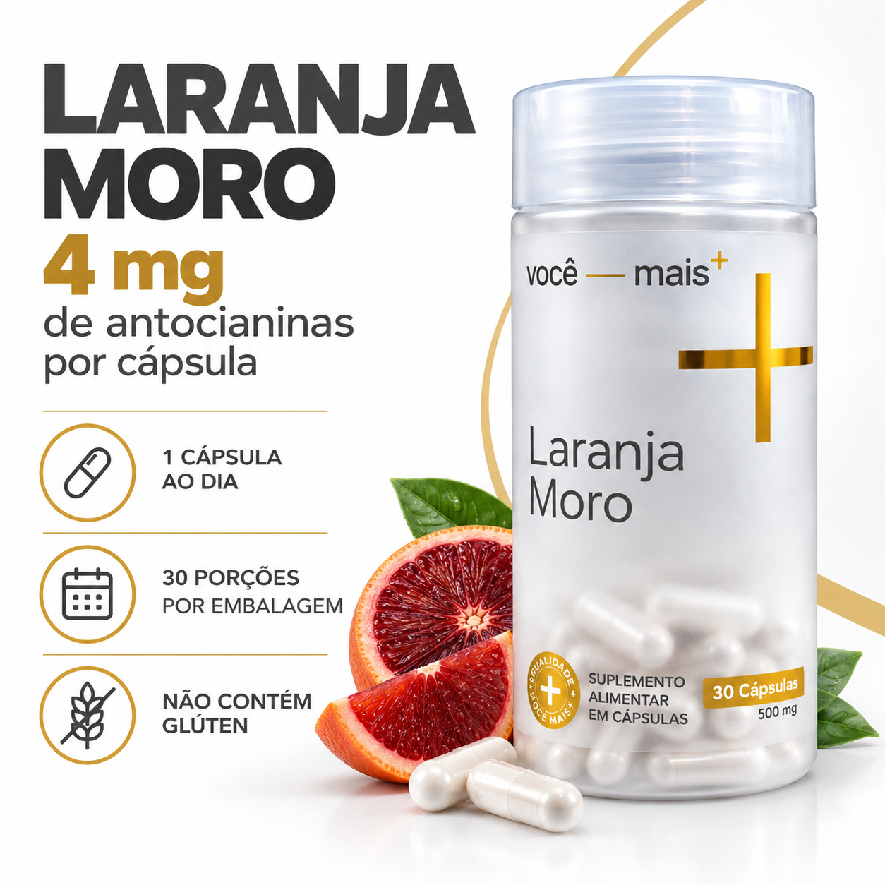 Laranja Moro 500mg 30 Cápsulas