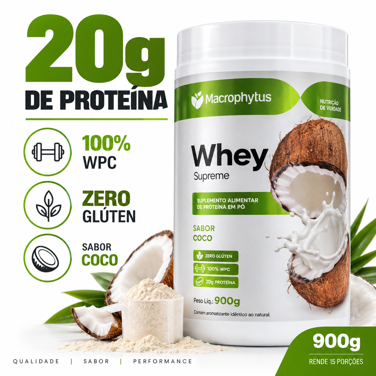 Whey Protein Supreme 900g Sabor Coco