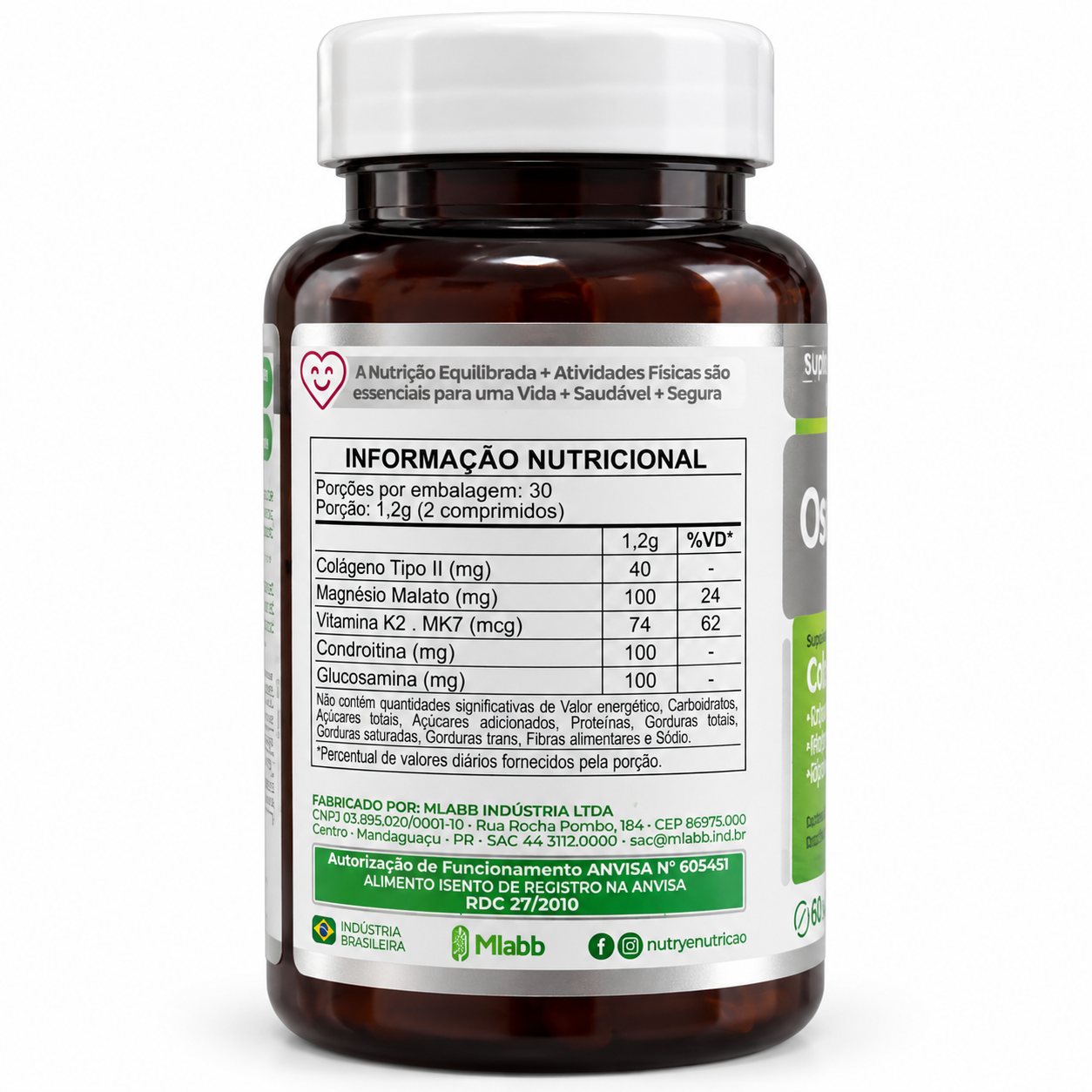 Osteolig Nutrye Colágeno Tipo II + Condroitina + Vitamina K2 60 Comprimidos