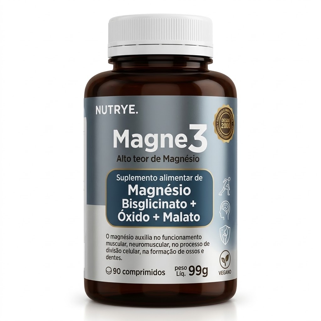 Magne3 Magnesio Bisglicinato + Oxido + Malato 90 Comprimidos - Nutrye