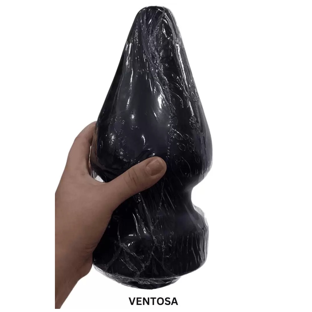 PLUG ANAL GIGANTE, LISO E COM VENTOSA - 24x11CM - COR  PRETA