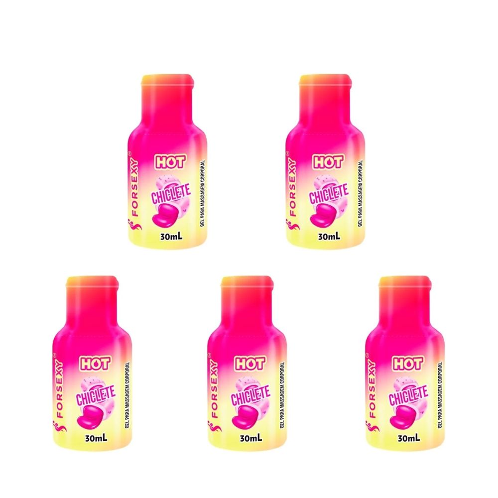 FORSEXY GEL HOT COMESTÍVEL - CHICLETE - 30ML - KIT COM 05 UNIDADES