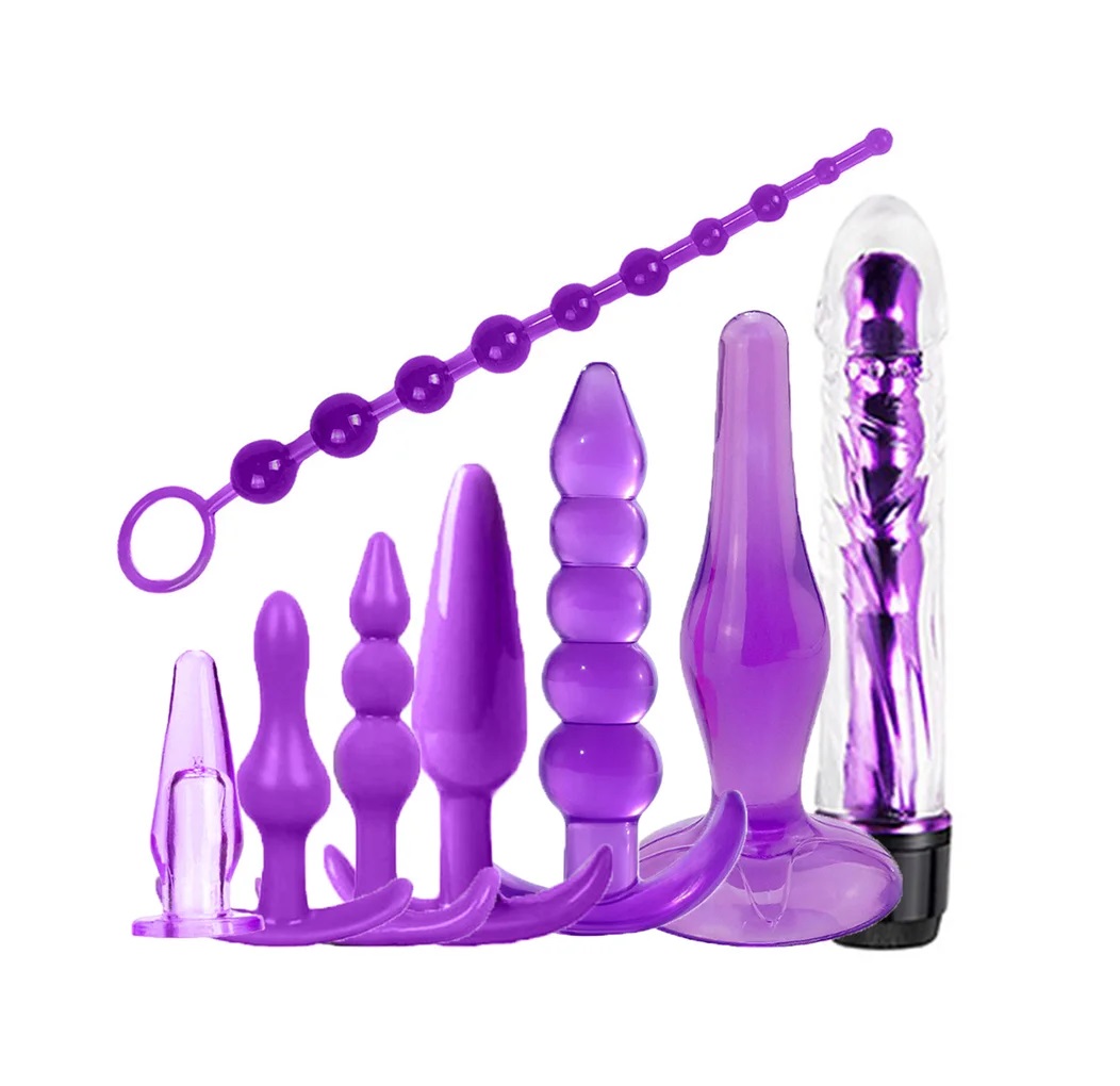 Kit Plug Anal com 8 itens 1 com vibrador