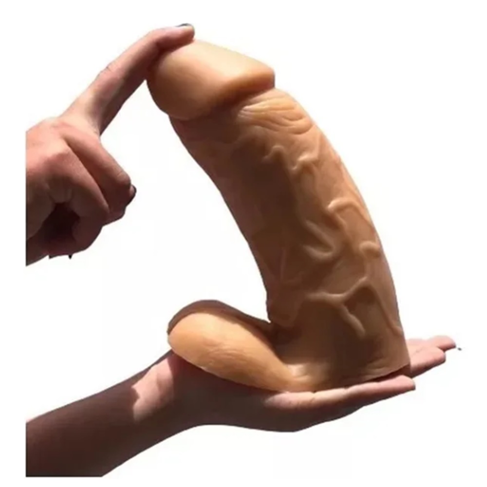 PÊNIS REALÍSTICO COM ESCROTO - 23,2 x 7 CM - COR BEGE
