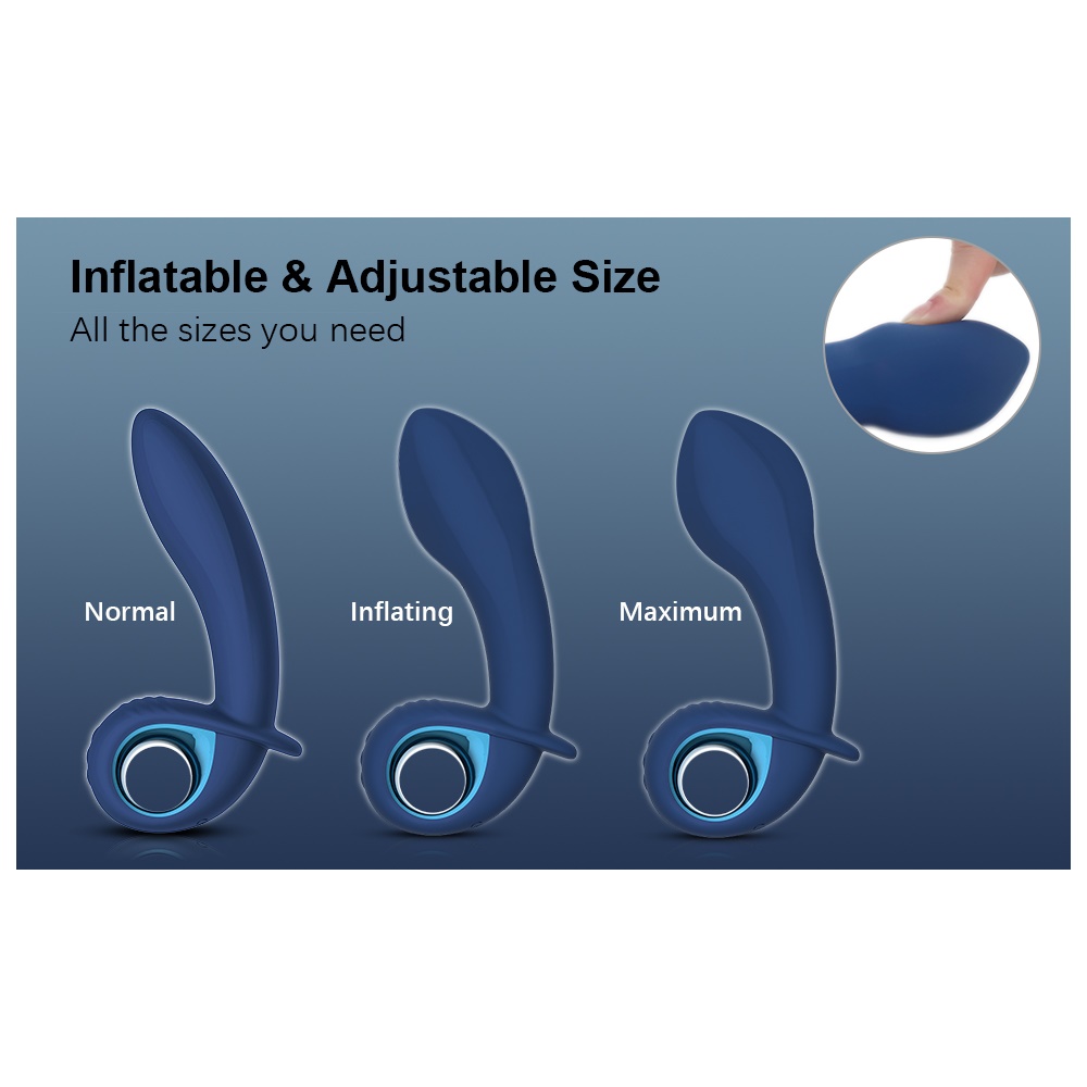 PLUG ANAL INFLÁVEL MASSAGEADOR DE PRÓSTATA RECARREGÁVEL COM 10 MODOS DE VIBRAÇÃO COM CONTROLE REMOTO SEM FIO - 16x3,5CM