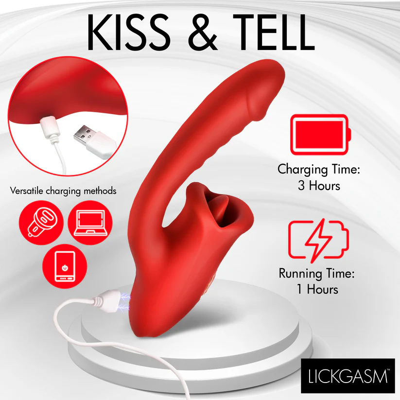 Mouth Shaped Lip Biting Vibrator With G Spot Vibrator - Vibrador recarregável em formato de boca com estimulador de ponto G