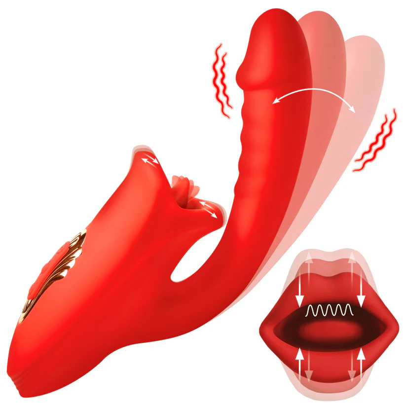 Mouth Shaped Lip Biting Vibrator With G Spot Vibrator - Vibrador recarregável em formato de boca com estimulador de ponto G