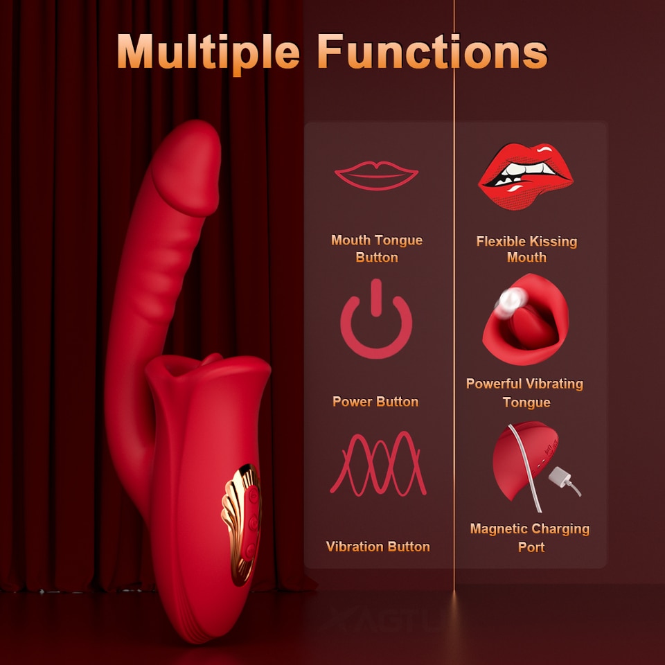 Mouth Shaped Lip Biting Vibrator With G Spot Vibrator - Vibrador recarregável em formato de boca com estimulador de ponto G