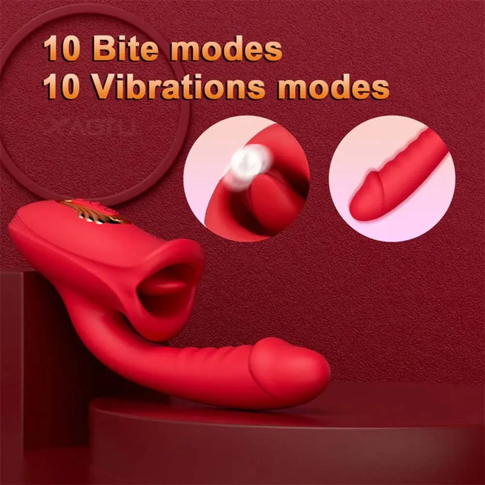Mouth Shaped Lip Biting Vibrator With G Spot Vibrator - Vibrador recarregável em formato de boca com estimulador de ponto G