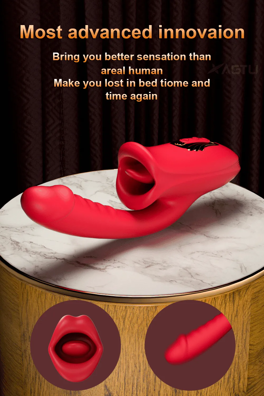 Mouth Shaped Lip Biting Vibrator With G Spot Vibrator - Vibrador recarregável em formato de boca com estimulador de ponto G