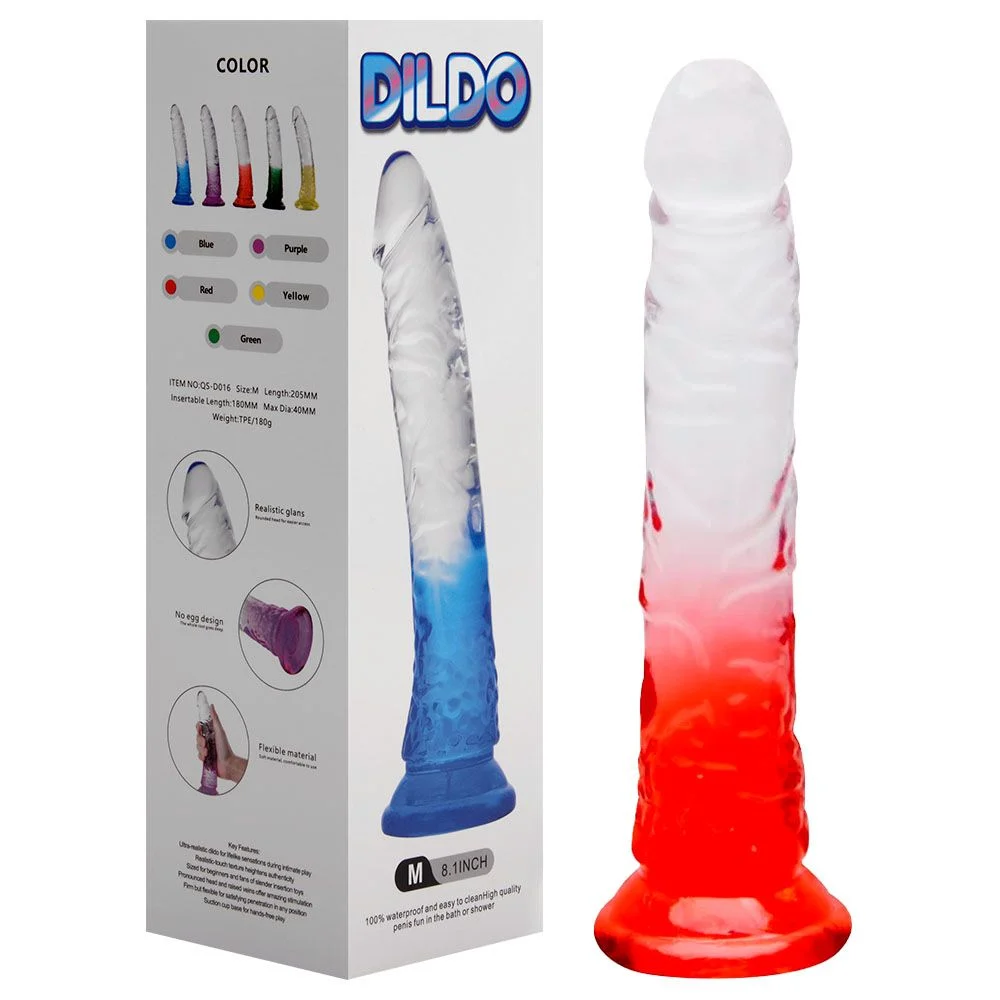 Pênis Realístico Silicone Transparente- 20 X 3,4Cm - cor vermelha