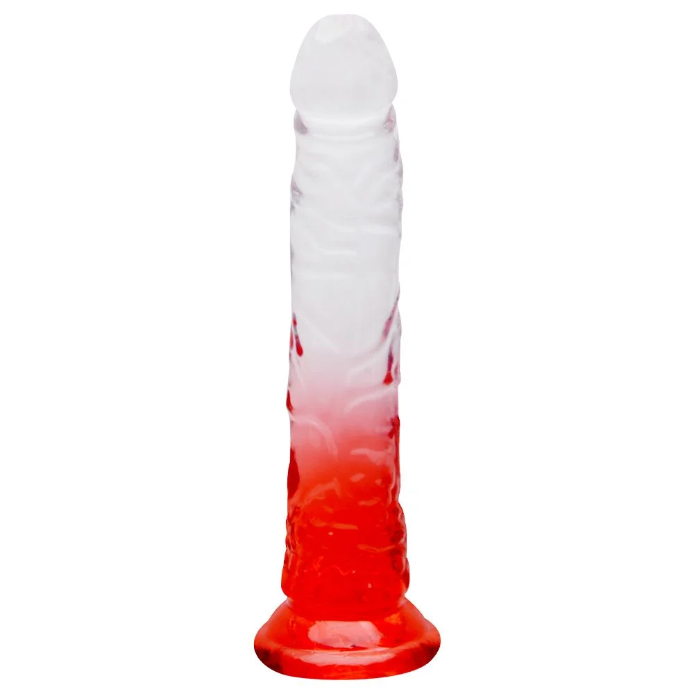 Pênis Realístico Silicone Transparente- 20 X 3,4Cm - cor vermelha