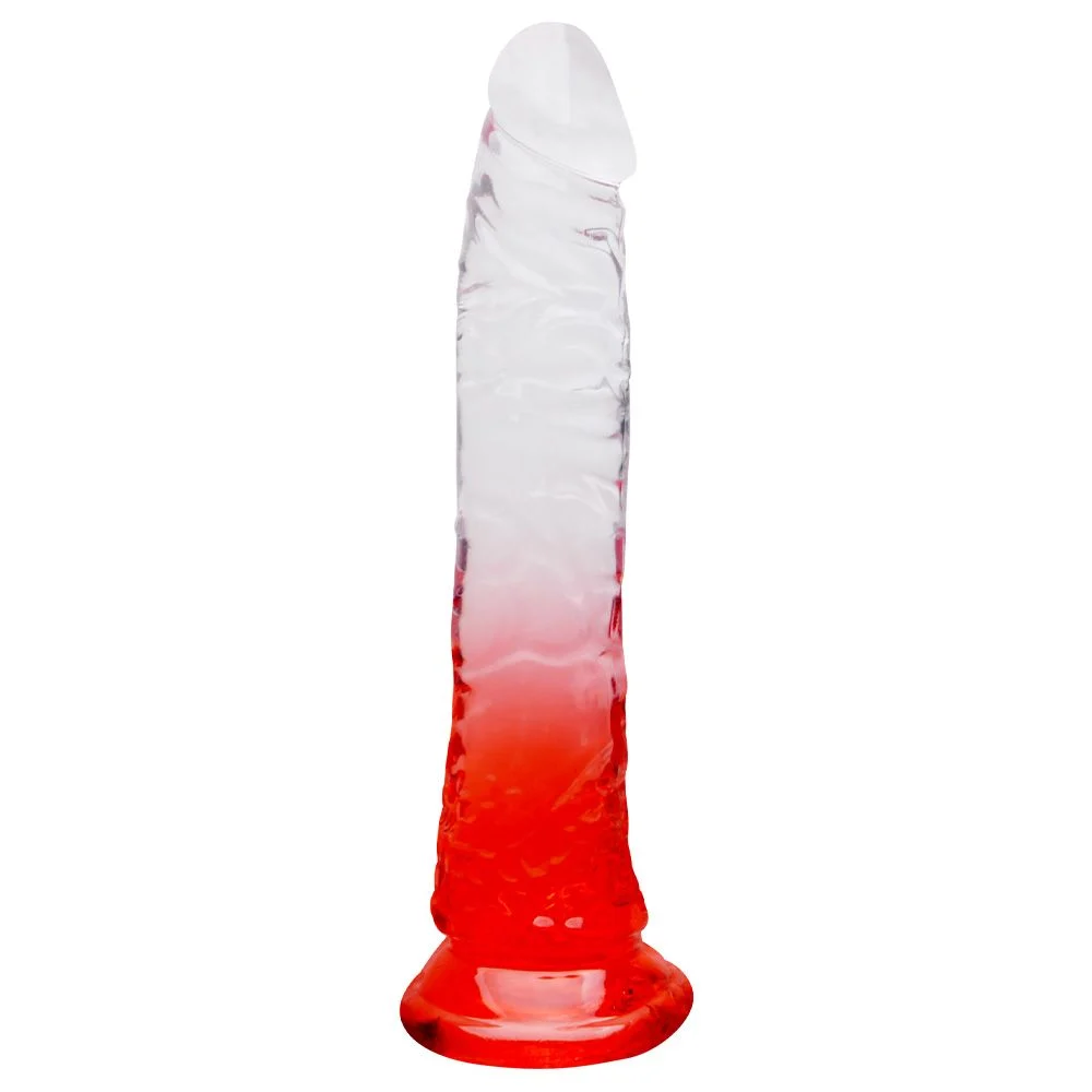 Pênis Realístico Silicone Transparente- 20 X 3,4Cm - cor vermelha