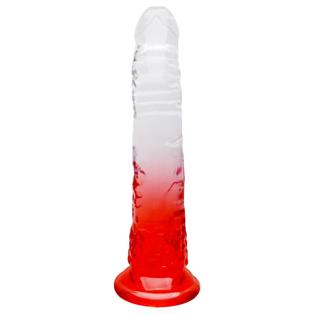 Pênis Realístico Silicone Transparente- 20 X 3,4Cm - cor vermelha