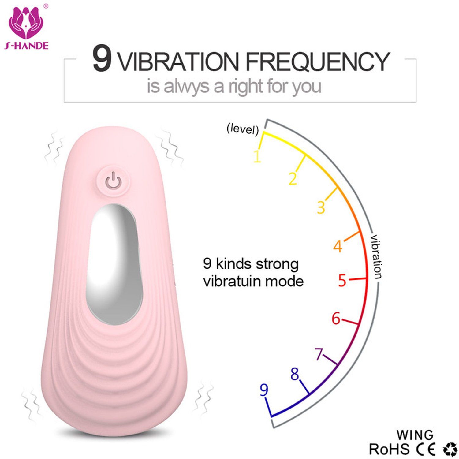 S-HANDE WING - VIBRADOR PARA CALCINHA RECARREGÁVEL COM CONTROLE REMOTO SEM FIO E 9 MODOS DE VIBRAÇÕES 9,5 X 4,3 CM