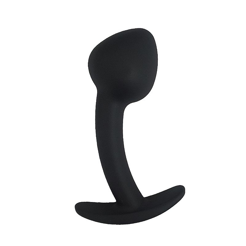 Plug anal curvado em silicone com puxador - 9,7 x 3,4cm
