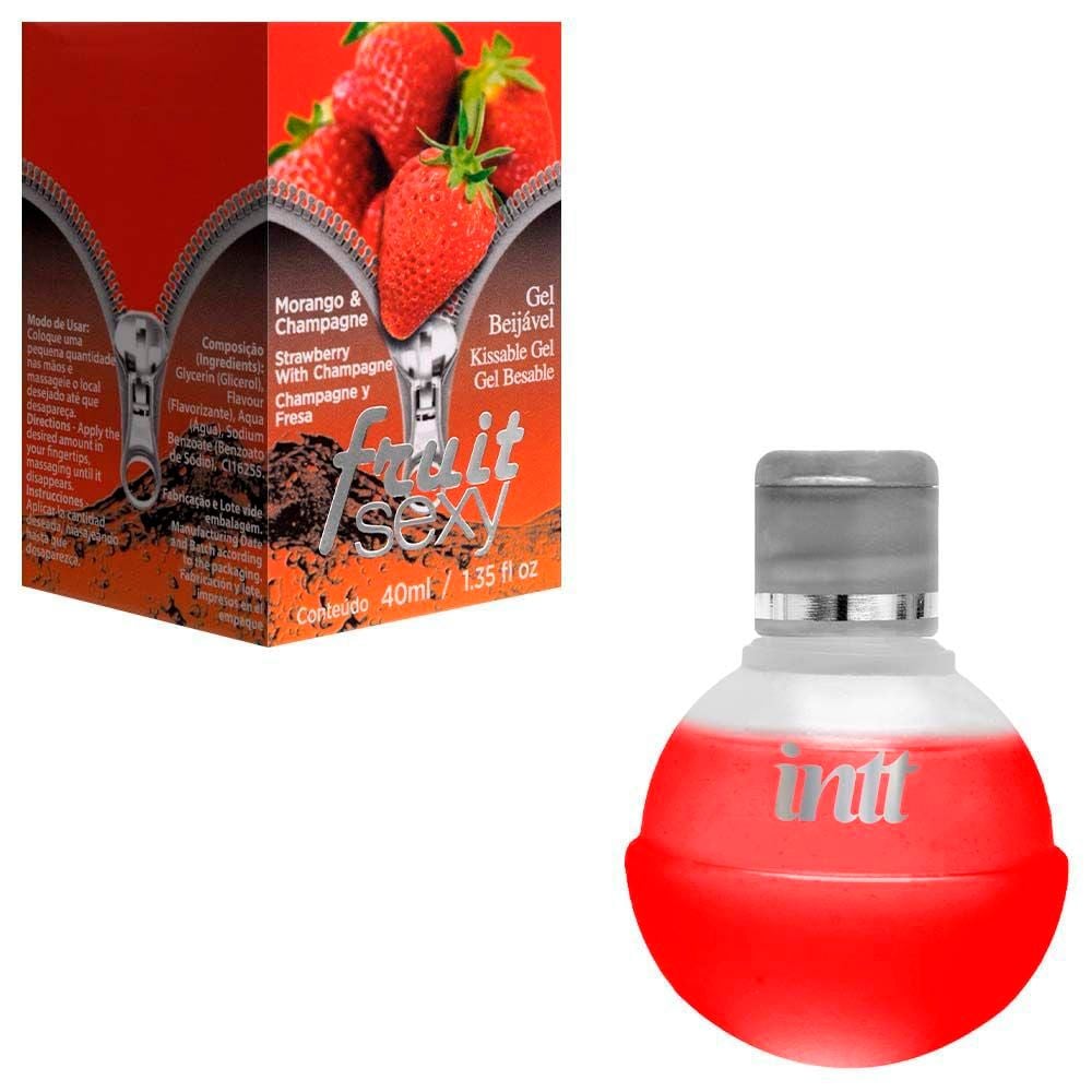 INTT FRUIT - GEL COMESTÍVEL PARA SEXO ORAL COM SABOR DE MORANGO COM CHAMPANHE