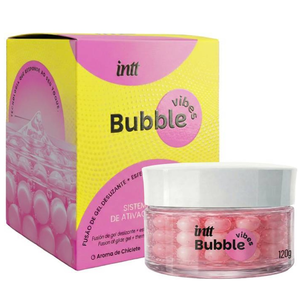 Intt Bubble Vibes - Gel 3 Em 1 Desliza Vibra Aquece - aroma chiclete - 120G