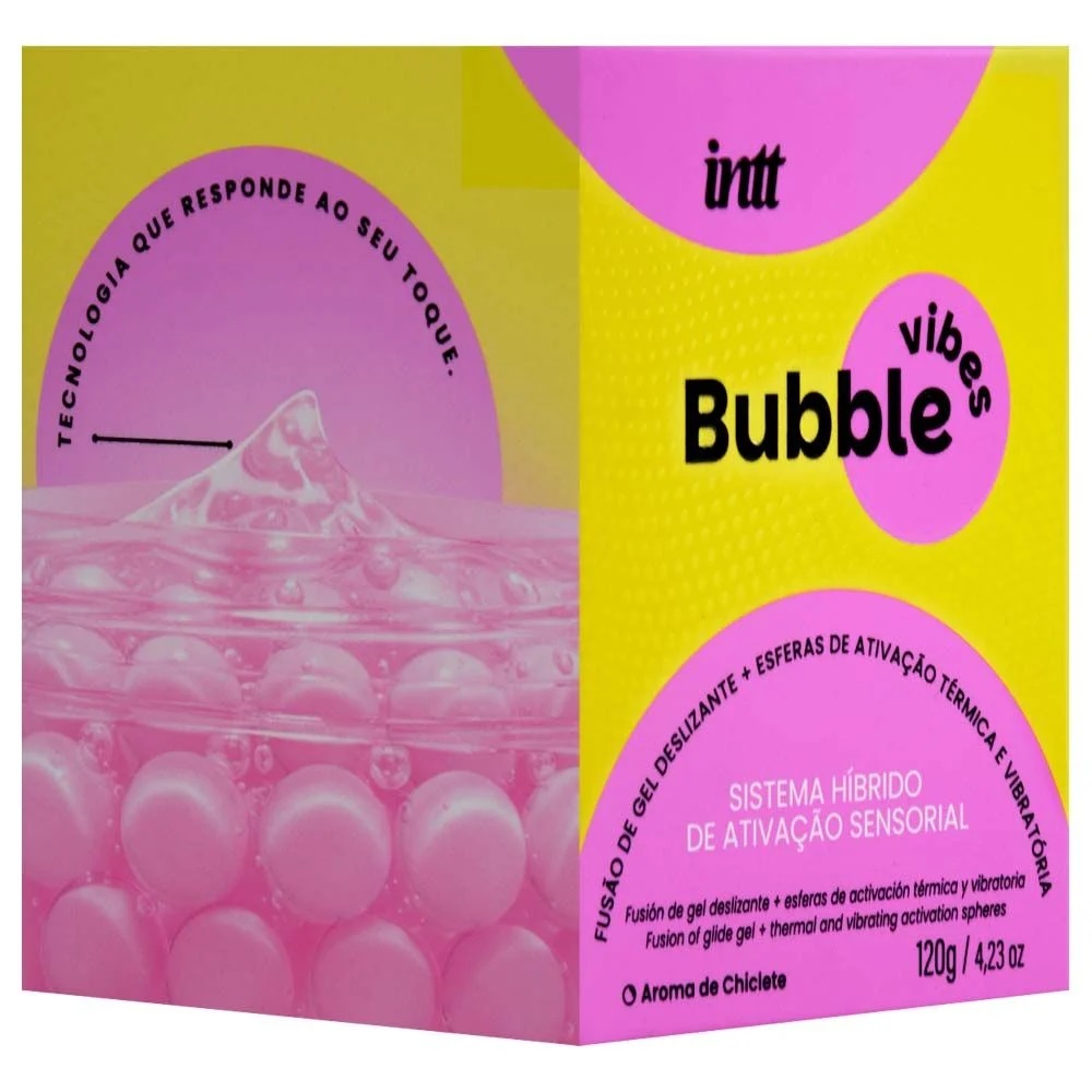 Intt Bubble Vibes - Gel 3 Em 1 Desliza Vibra Aquece - aroma chiclete - 120G