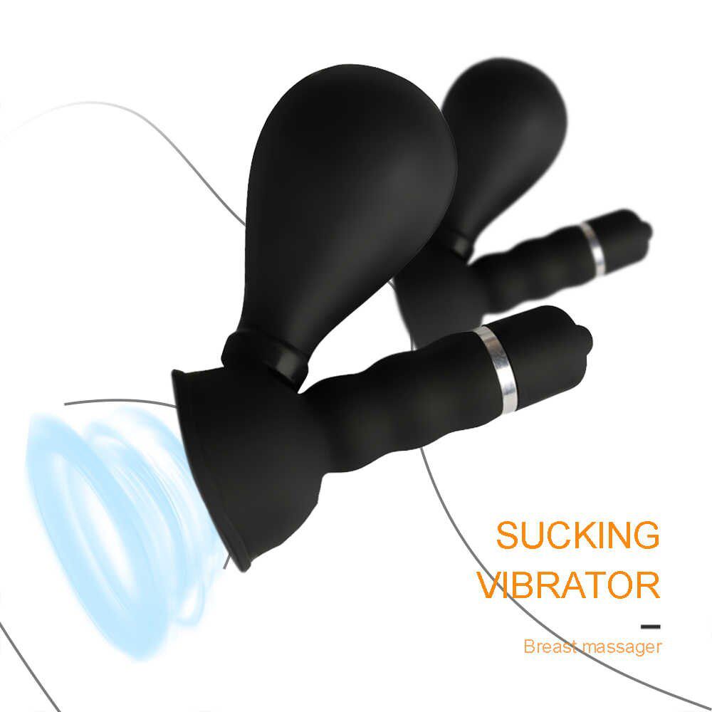 Vibrating Nipple Suckers - ESTIMULADORES DE MAMILOS POR SUCÇÃO MANUAL - 9 X 8 CM