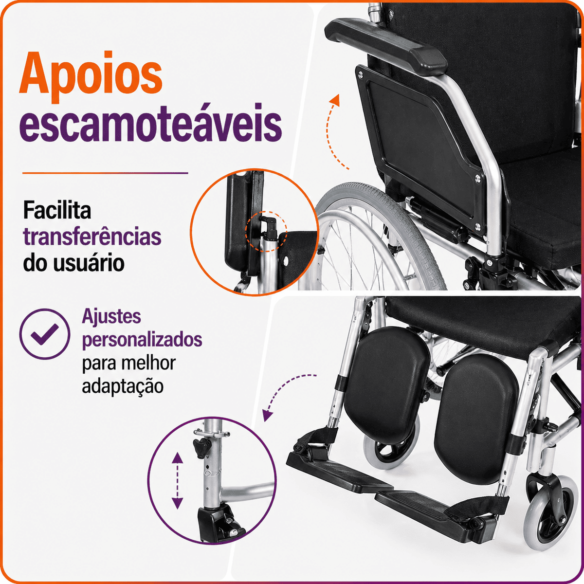 Cadeira De Rodas Reclinável Tetra D700 Até 130kg - Dellamed