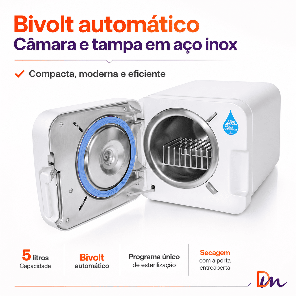 Autoclave Vitale Inox 5 Litros Lilás Bivolt + Mini Incubadora - Cristófoli