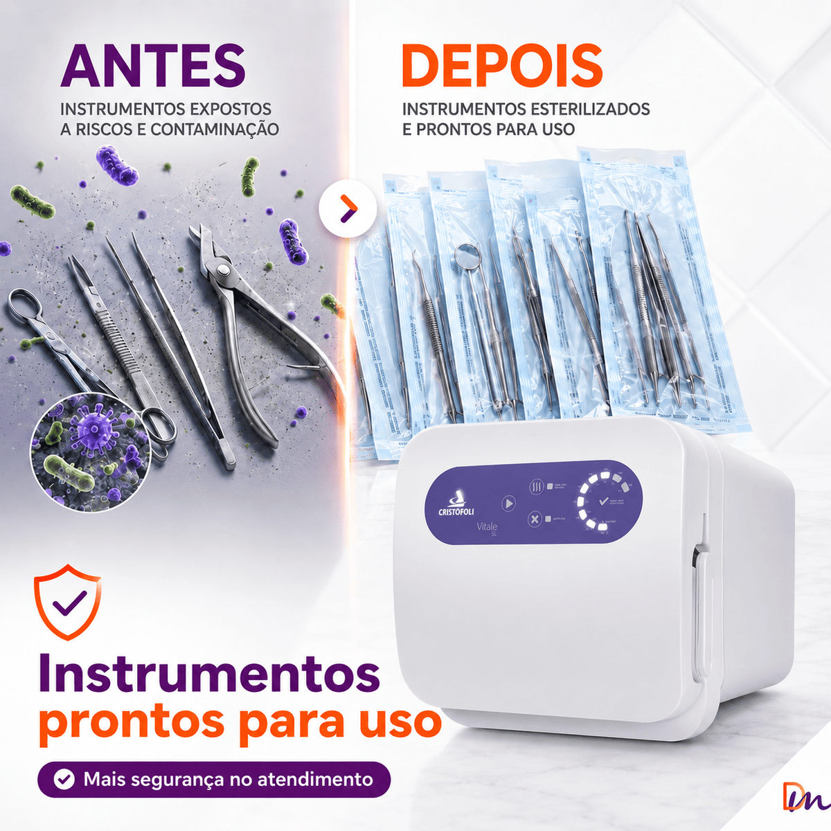 Autoclave Vitale Inox 5 Litros Lilás Bivolt + Mini Incubadora - Cristófoli