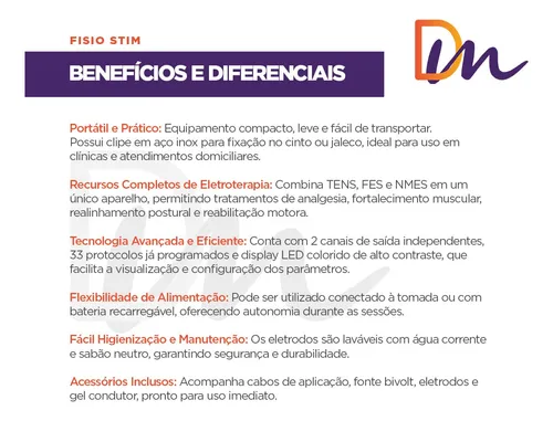 Aparelho Eletromedico Eletroestimulação Muscular Portatil Fisio Stim - HTM