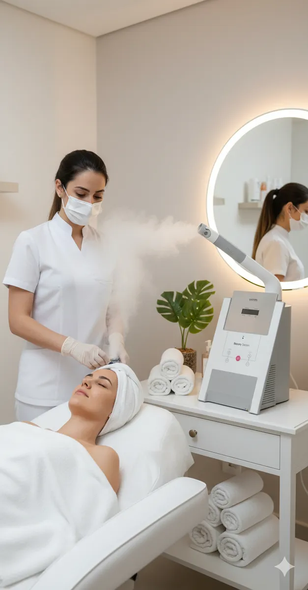 Beauty Steam Vapor de Ozônio Facial Profissional com Aromaterapia e Carrinho para Estética HTM