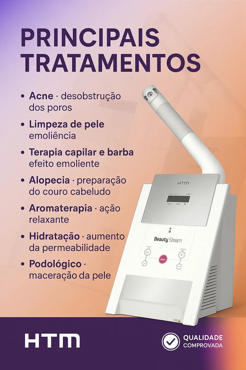 Beauty Steam Vapor de Ozônio Facial Profissional com Aromaterapia e Carrinho para Estética HTM