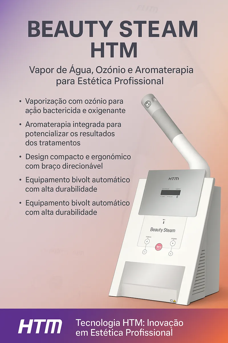 Beauty Steam Vapor de Ozônio Facial Profissional com Aromaterapia e Carrinho para Estética HTM