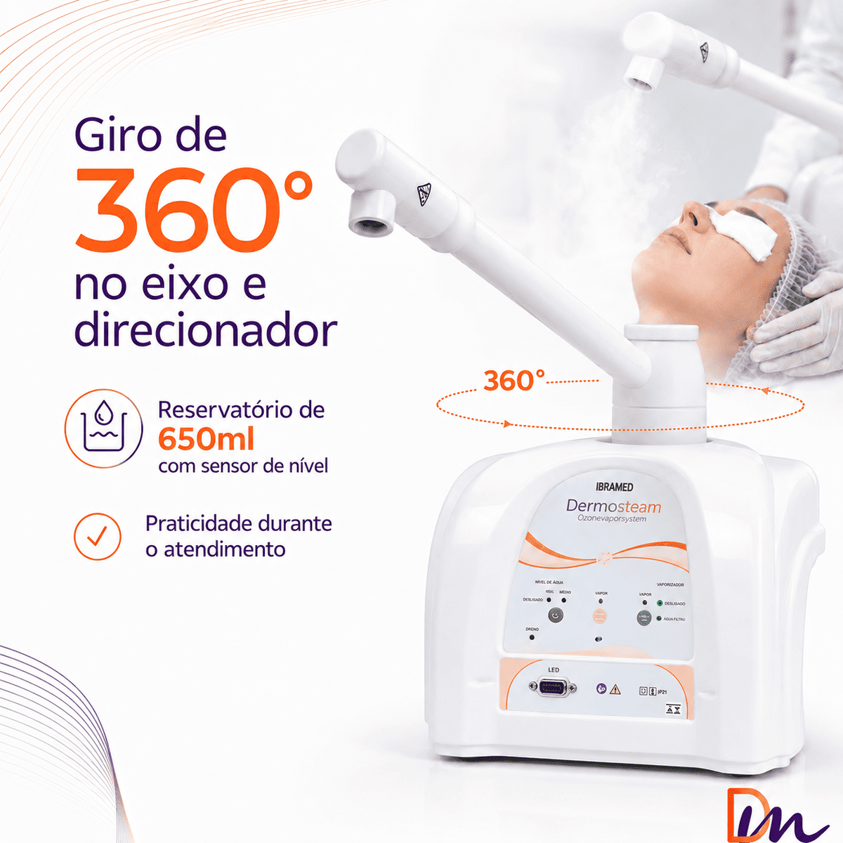 Novo Dermosteam Equipamento De Vapor De Ozônio + Carrinho - IBramed