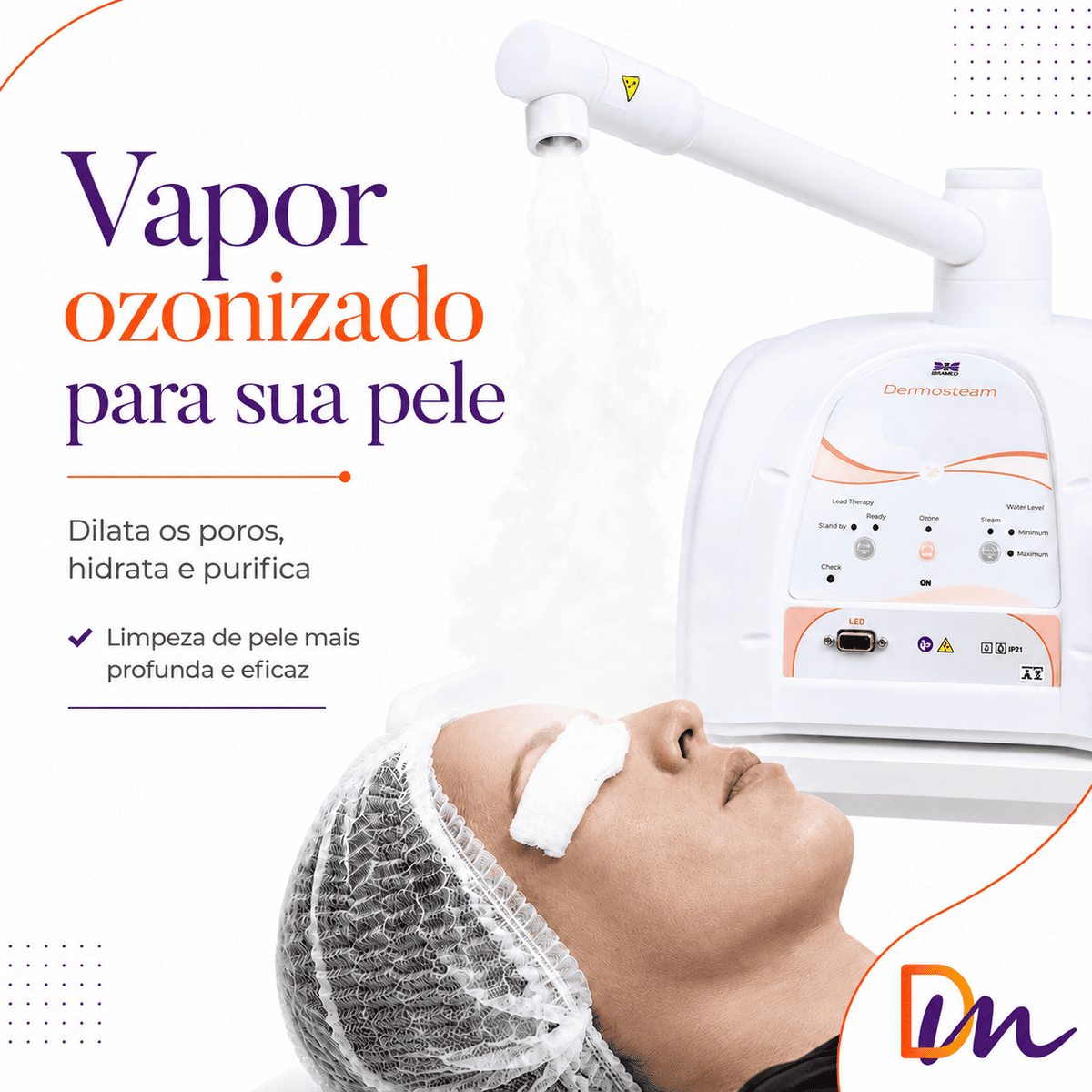 Novo Dermosteam Equipamento De Vapor De Ozônio + Carrinho - IBramed
