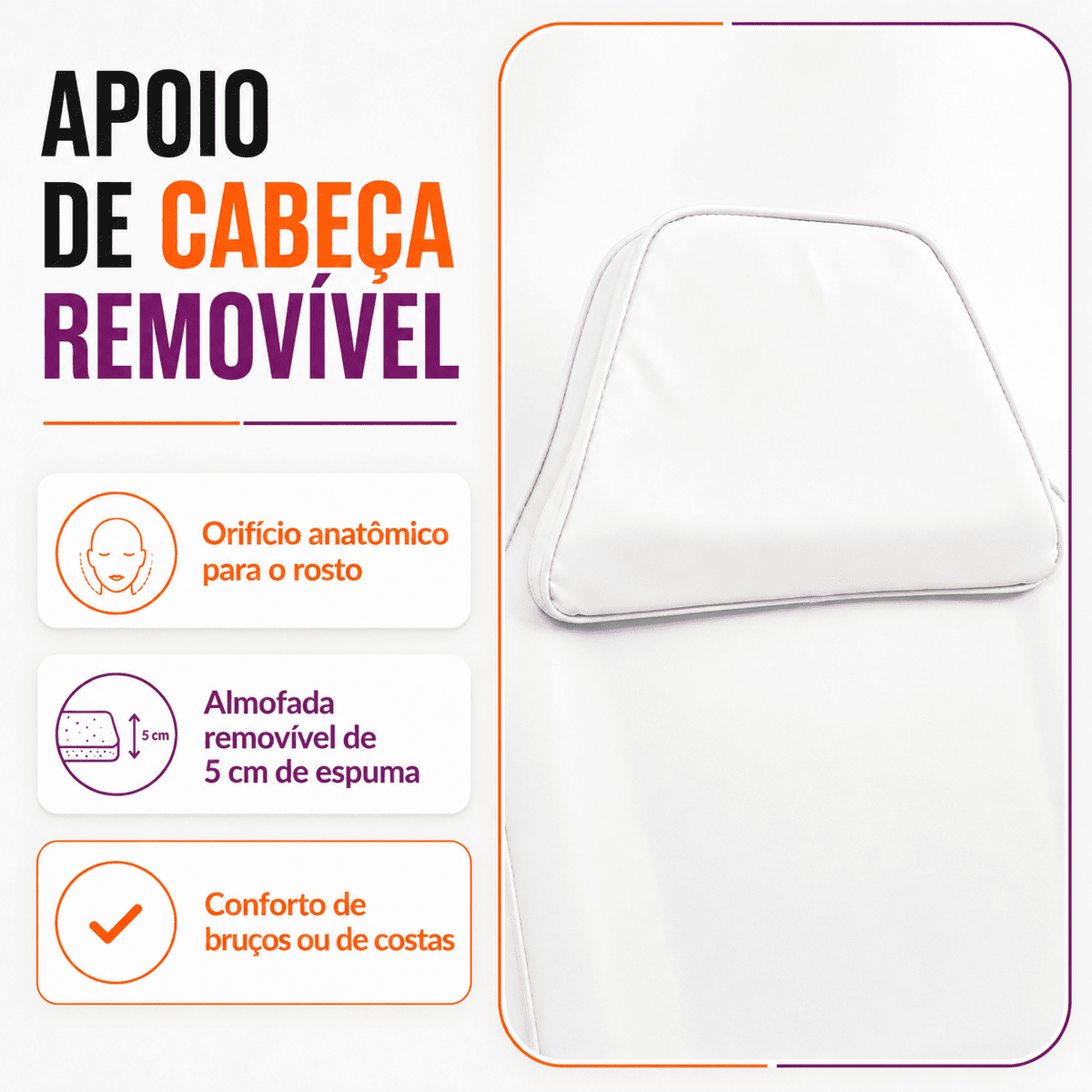 Maca Poltrona Fixa Estética Reclinável Branca Com 2 Bandejas - Akmed