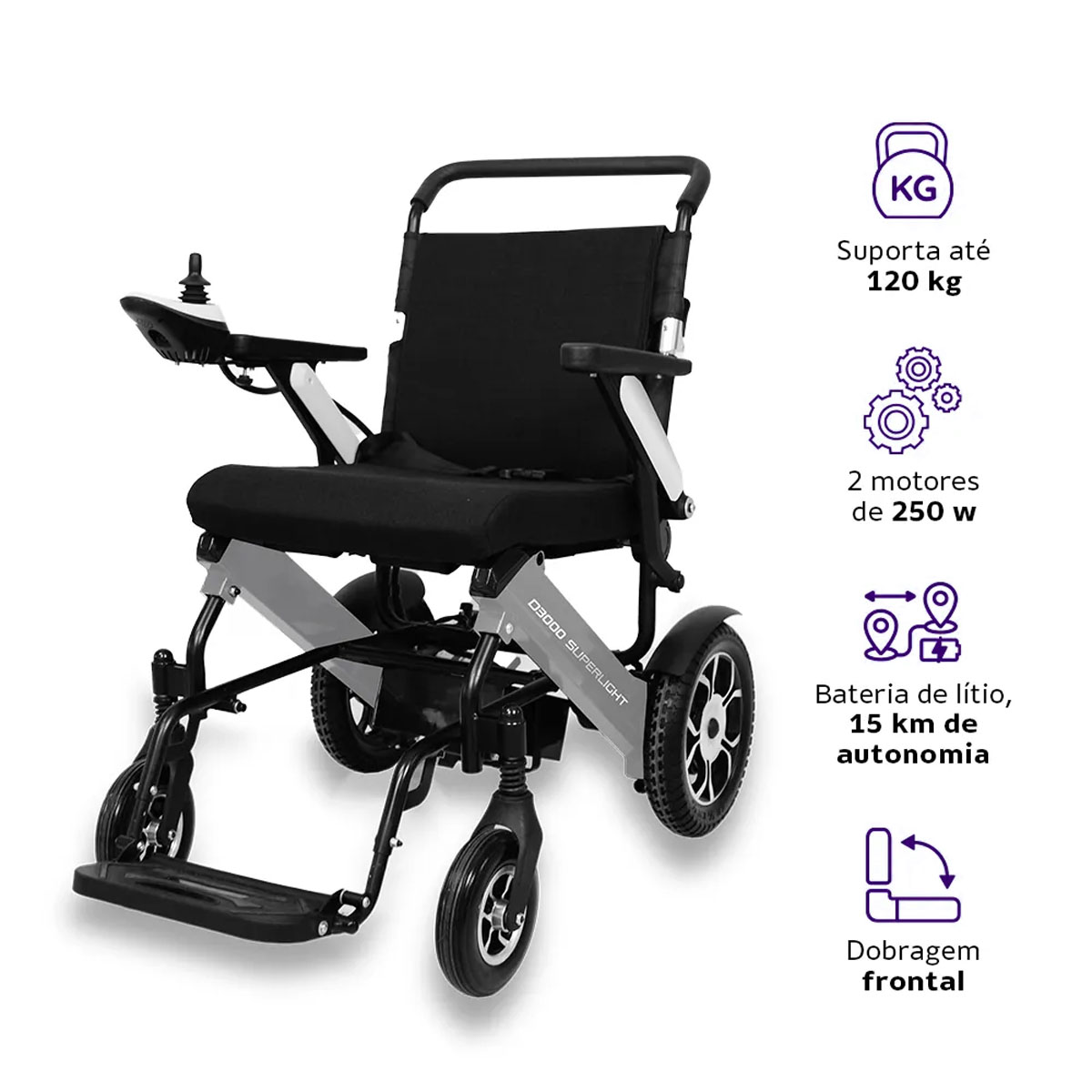 Cadeira de Rodas Motorizada D3000 Super Light Até 120 Kg - Dellamed