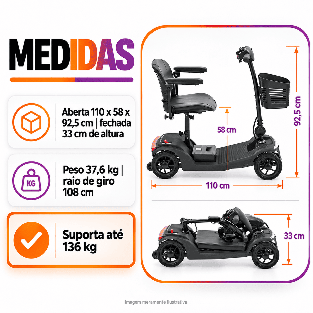 Scooter Elétrica Motorizada Lumus - Power lite
